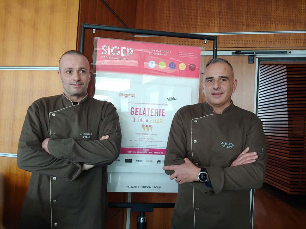 Alberto e Alessandro Pallini alla premiazione come miglior gelateria d'Italia secondo gambero rosso
